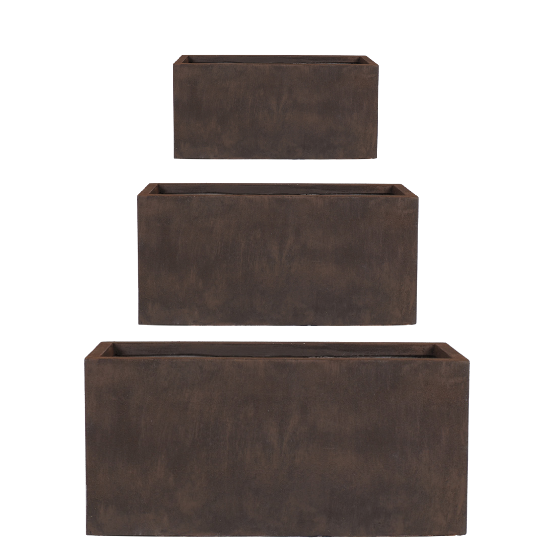 comprar JUEGO 3 UNIDADES Jardinera Rectangular semi alta - Óxido Rústico online de desde 385,99 €