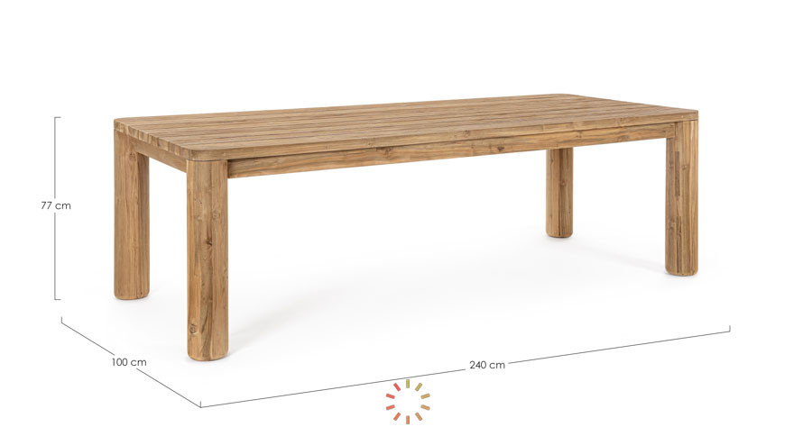 comprar MESA MAVERICK 240X100 TAPA Y PATAS DE MADERA DE TECA RECICLADA online de BIZZOTTO desde 2,287.99