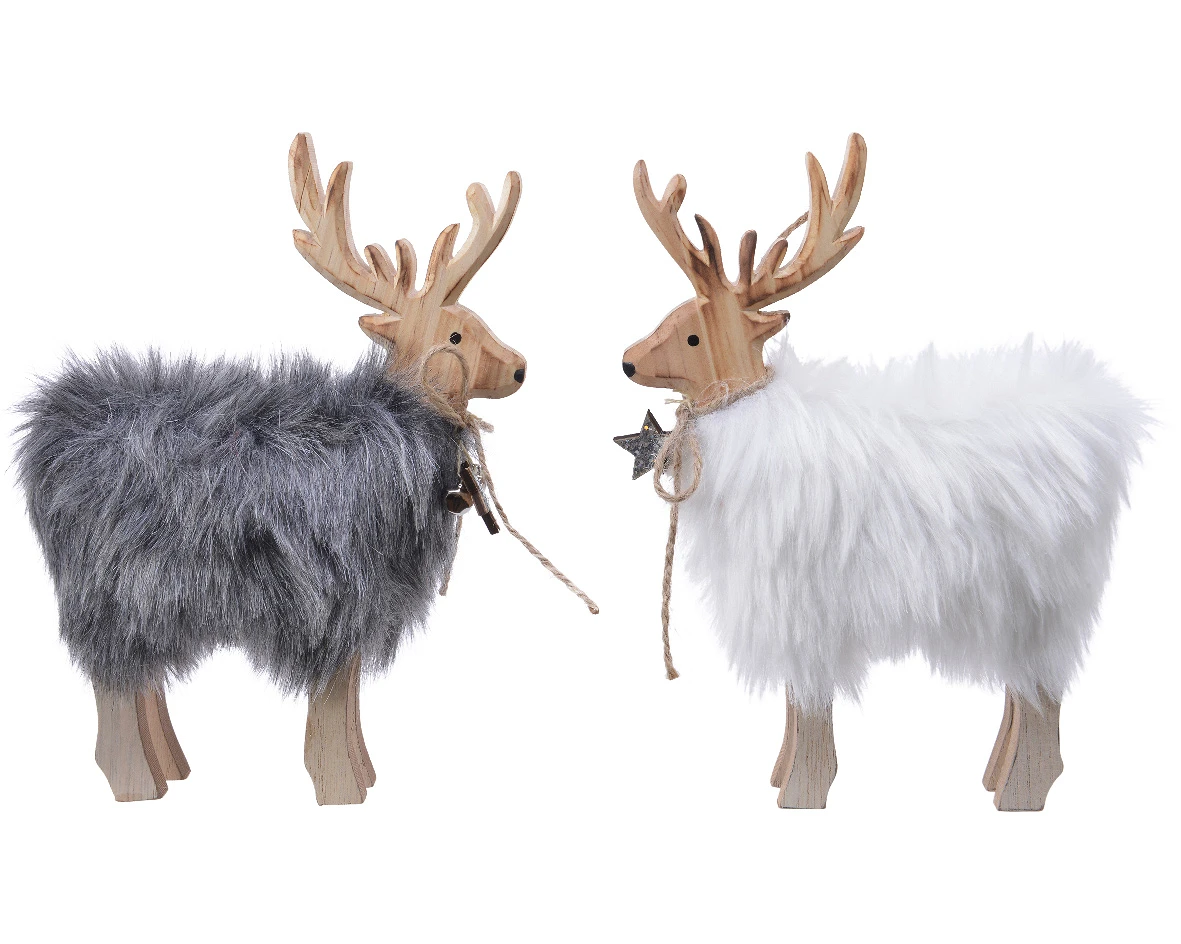 comprar CIERVOS DE MADERA CON PELO |Motivo Navideño|Decoracion arbol Navidad online de desde 6,55 €