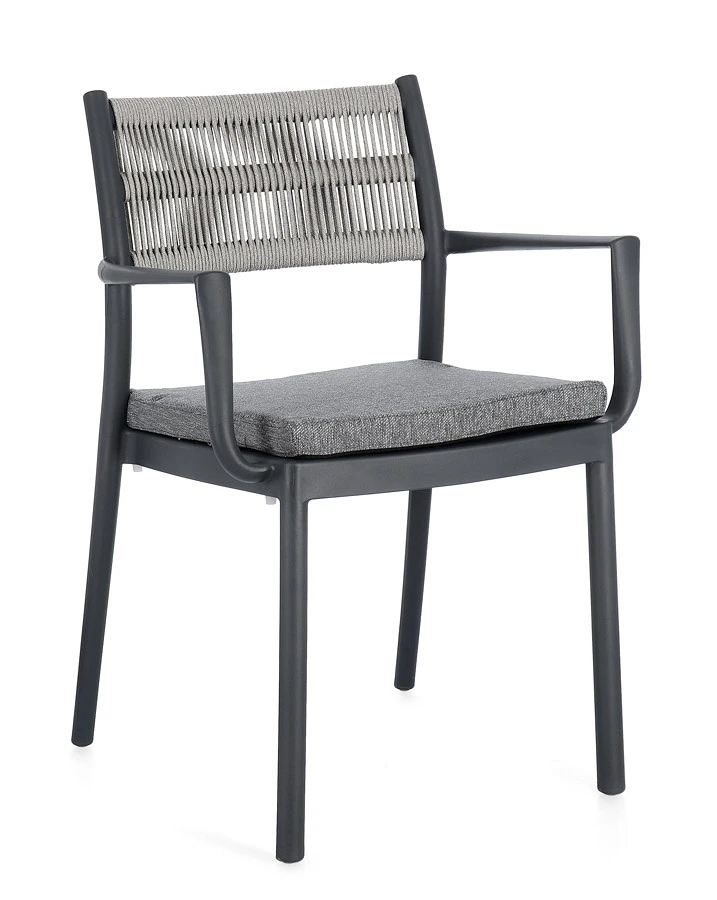 comprar SILLA CON REPOSABRAZOS | CON COJINES | ALVIN ANTRACITA/GRIS CL. online de BIZZOTTO desde 148,10 €