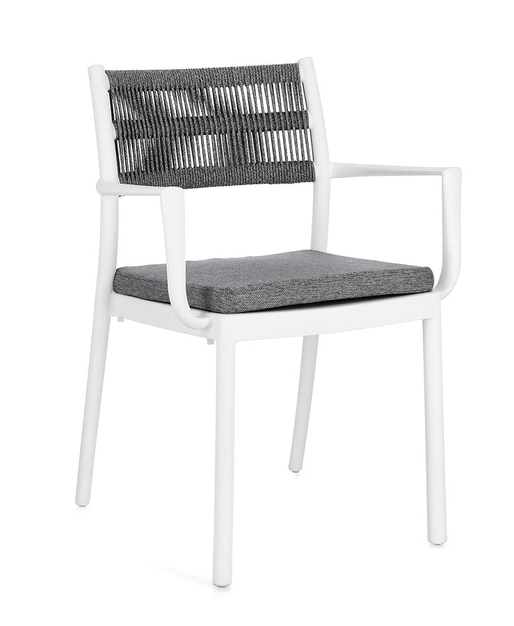 comprar SILLA CON REPOSABRAZOS | CON COJINES | ALVIN BLANCO/GRIS OSCURO online de BIZZOTTO desde 148,10 €