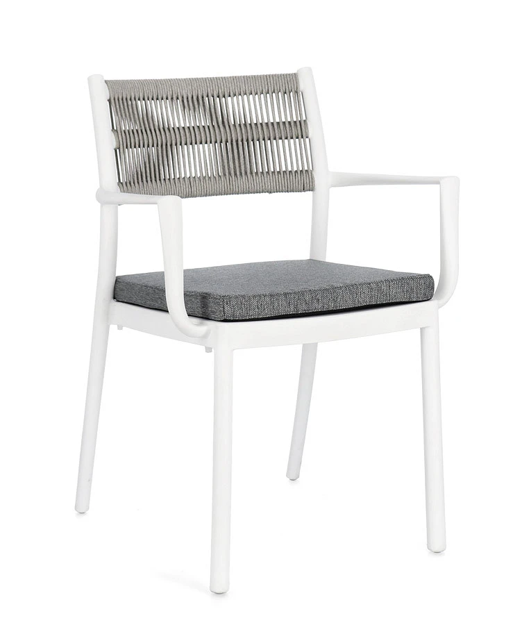 comprar SILLA CON REPOSABRAZOS | CON COJINES | ALVIN BLANCO/GRIS CLARO online de BIZZOTTO desde 148,10 €