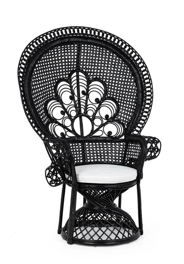 comprar SILLÓN CON COJINES PEACOCK NEGRO online de BIZZOTTO desde 617,10 €
